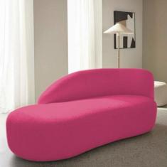 Divã Recamier Curvo Luna 140cm Lado Esquerdo Suede Pink - Amarena Móve