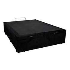 Base Box Baú Casal Blindado Suede Preto 36X138X188 AN