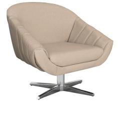 Poltrona Giratória Giovana Linho Grosso Bege Base Cromada