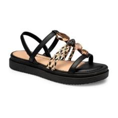 Sandália Flatform Com Pedrarias Feminina Dakota Preto 39-Feminino