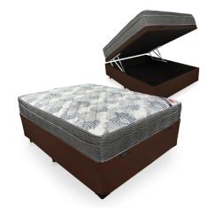 Cama Box Com Baú Casal + Colchão De Molas Ensacadas - Ortobom - ISO SuperPocket 138x188x67cm