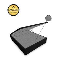 Cama Box Baú Luxo Blindado Casal AColchoes Suede Preto 41x138x188