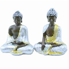 Estatua Imagem de Buda Prata P Com 2 Importado