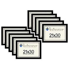 Kit 10 Molduras Porta Diploma Certificado A4 21x30 Preto