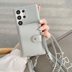 Capa tipo carteira tiracolo de couro para Samsung S23 Ultra S22 Plus S21 S20 S10 S9 S8 Note 20 10 Pro 9 Capa de cartão, azul, para S8