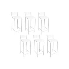 Banqueta Gênova B705 Kit 6 Un Cromada - Assento Branco 106 - Kappesberg