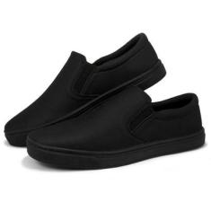 Tênis sapatenis slip on masculino sola preta-Masculino