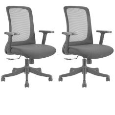 Conjunto com 2 Cadeiras para Escritório Diretor Boston Office Nr17 Preto