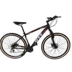 Bicicleta Aro 29 Gti Roma Alumínio 27v Freio Disco Mecânico Pneu Faixa Bege - Preto-vermelho Tam.15