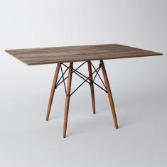 Mesa de Jantar Eiffel Retangular Tampo de Madeira 120x75cm Preto - IRO