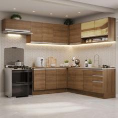 Armário de Cozinha Completa de Canto 469cm Rustic Glamy Madesa 01, Rus