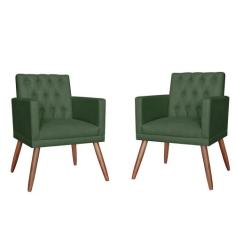 Kit 02 Poltronas Decorativa Pés Palito Nina Encosto Estilo Capitonê Ve