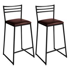 Conjunto de 2 Banquetas Alta Lisboa de Aço de Carbono