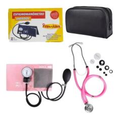 Kit Academico Aparelho Pressao Esteto Rappaport Premium,  Rosa
