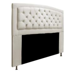 Cabeceira Estofada Geovana 195 cm King Size Com Capitonê Suede Bege - 