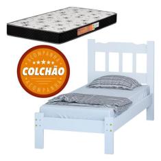 Cama Solteiro Com Colchão Cor Branco - Abs Atacadista