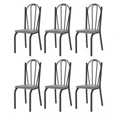 Kit 6 Cadeiras 121 Europa Preto/platina