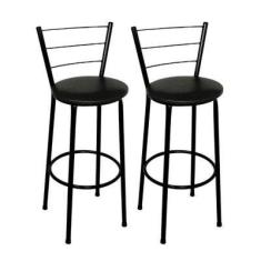 Kit 2 Banquetas Alta Banco Com Encosto Para Bancada Cozinha Bar Balcão
