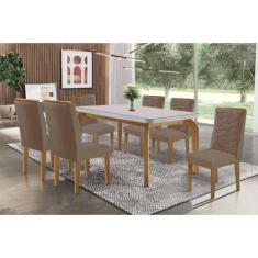 Mesa Cozinha Londrina c/ Tampo Madeirado c/ Vidro Canto Curvo 180x90cm