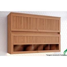 Armário Aéreo p/ Cozinha Requinte c/ 2 Portas Basculante Ripada c/ Vidro 120cm Nature - Henn