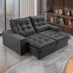 Sofá Retrátil e Reclinável 2 Lugares 230cm Pés em Madeira Maciça Santo