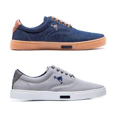 Tênis Masculino Casual Em Lona Polo Joy Solado Reto Kit 2-Masculino