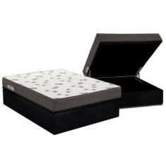 Cama Box Baú Casal: Colchão Espuma Ortobom D45 Light + Base CRC Couran