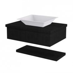 Bancada Para Banheiro Cuba Rt45 Com Prateleira 605w Metrópole Compace Preto Onix