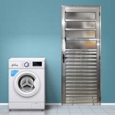 Porta Basculante Palheta de Alumínio 210 X 70cm Linha 25 Esquadrias Be