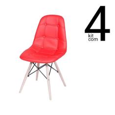 Conjunto 4 Cadeiras Eames Dsw Botonê - Vermelha - Ordesign