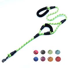 Love Dream Coleira para cães de 1,5 m de comprimento com 2 alças acolchoadas confortáveis, fios reflexivos, alças duplas para controle de segurança, coleira de treinamento de cães para cães pequenos,