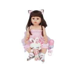 Boneca Reborn Baby Doll, silicone realista de 55 cm com acessórios