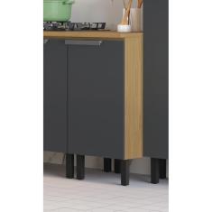 Balcão de Cozinha 40cm 1 Porta em Mdf com Tampo New Porto Freijó/Grafite