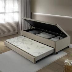 Bicama Box Baú Solteiro Com Colchão Adapto Molas Ensacadas Ecoflex Lin