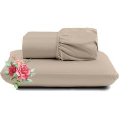 Jogo Lençol Dia A Dia Percal Solteiro 2 Peças Barato - Avelã - Casa Sh