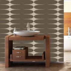 Papel De Parede Geométrico Cor Chocolate E Prata Autocolante - LRP