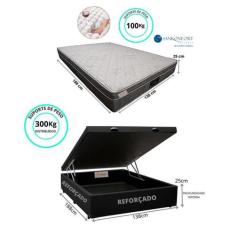 Conjunto Cama Box Baú Casal + Colchão Riviera Molas Ensacadas 138x188x
