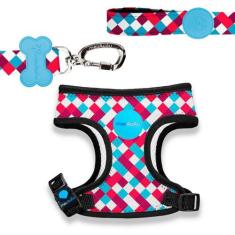 Peitoral Mesh Para Cães MeuAuAu Com Guia, P, Chique