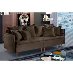 Sofá Fixo Atlas 4 Lugares Luxo 220cm Castellar Móbile, Chumbo