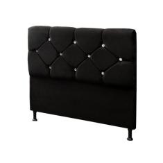 Cabeceira Casal King 195cm Para Cama Box Livía Suede Preto - DS Móveis