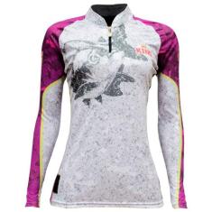 Camiseta de pesca sublimada king brasil manga longa kff611, P, Branco