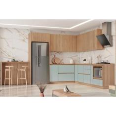 Cozinha Modulada Completa Rainha 21 Peças 6aéreos+6balcões+1ilha+8peças C6p75 Nature Verde