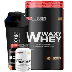 Kit Waxy Whey Chocolate 900g + Power Creatina 100g + BCAA 100g + Coqueteleira - Bodybuilders