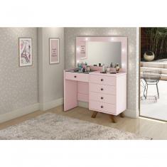 Penteadeira Camarim 5 Gavetas Maquiagem Salao De Beleza Rosa