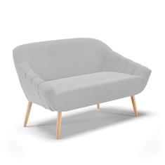 Namoradeira 02 Lugares Suede Pés Palito Natural Cor Cinza