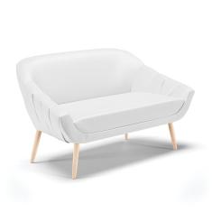 Namoradeira 02 Lugares Corino Pés Palito Natural Cor Branco