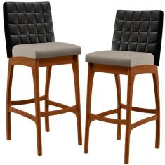 Kit 02 Banquetas Altas Cozinha Sala De Jantar Fixa Mila B04 Corano Pre