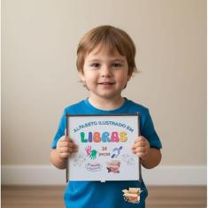 Brinquedo Pedagógico Educativo Em Madeira Alfabeto Ilustrado Em Libras Premium