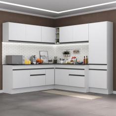 Armário Cozinha Completa de Canto Veneza Multimóveis V2102, Branco/Pre
