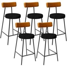 Kit 05 Banquetas Baixa Cozinha Sala Jantar Bancada Milão L02 material 
